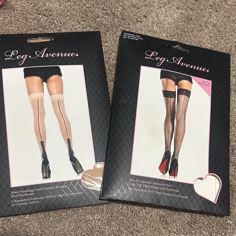 Leg Avenue Black and White Stockings Duo